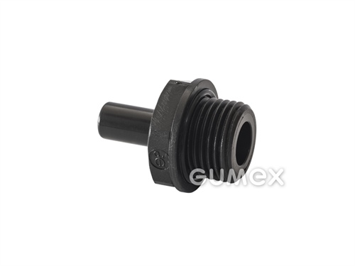 Nástrčné hrdlo JOHN GUEST, pre vonkajší priemer hrdla 4mm, vonkajší závit BSP 1/8", acetal kopolymér, čierna